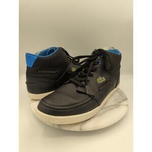 Lacoste‎ Live Shoes Men's 11.5 Black Blue Leather Hi Tops Crosier Sail Casual